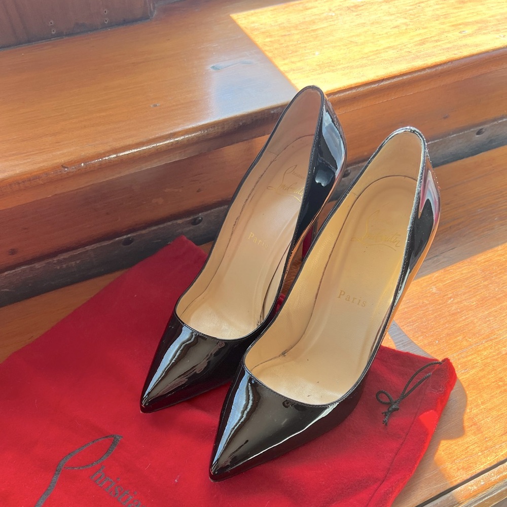 Christian Louboutins - Black patent Pigalles